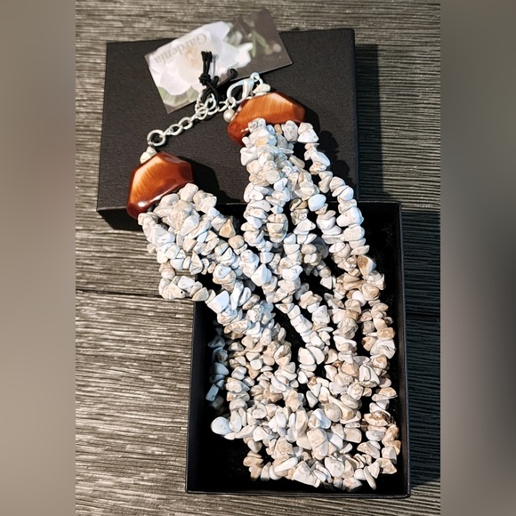 Designed by Gardenia Jewelry Handcrafted Turquoise Stone Statement Necklace - Picture 2 of 9